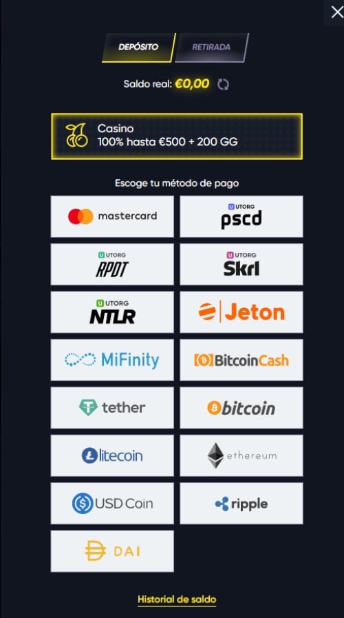 5. Selecciona el método de pago Bitcoin
